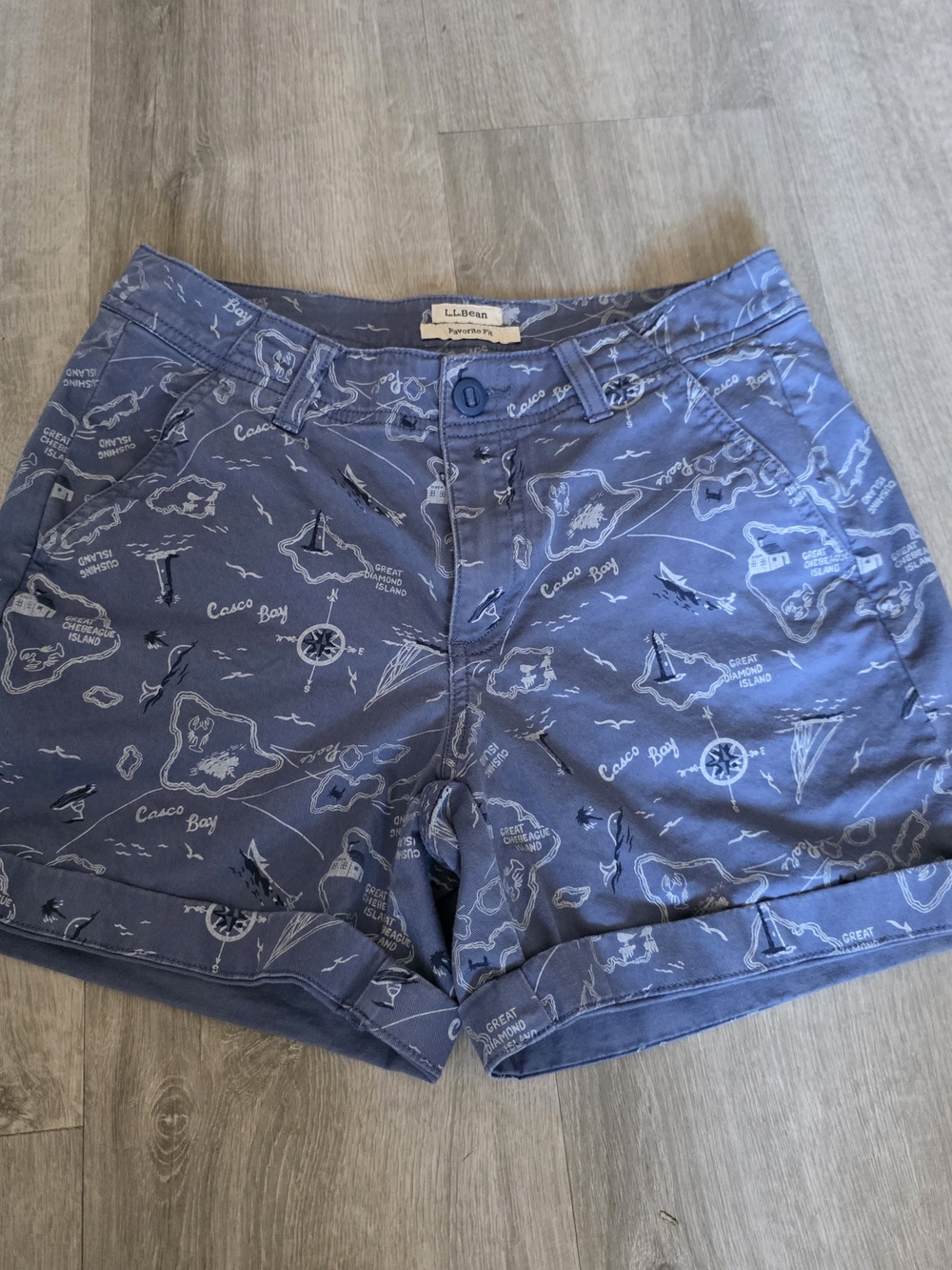 L.L. Bean Blue Printed Cotton Blend Women's Shorts